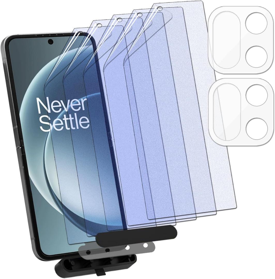 [5+2][with Install Kit] 5 Anti-glare(matte)+ Anti Blue light TPU film Screen protector + 2 Lens Protector + Install Kit (EZ KIT) compatible with Oneplus 15 5G 2025 Easy to Install