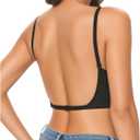 OYOANGLE Women's Low Back Bras with Padded Removeable Wirefree Seamless Bra Backless Multiway Straps Convertible Bra (Medium, Black)