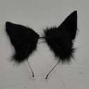 Handmade Fur Rabbit Ears Headwear Women Men Cosplay Costume Party Cute Head Accessories for Halloween (Black)