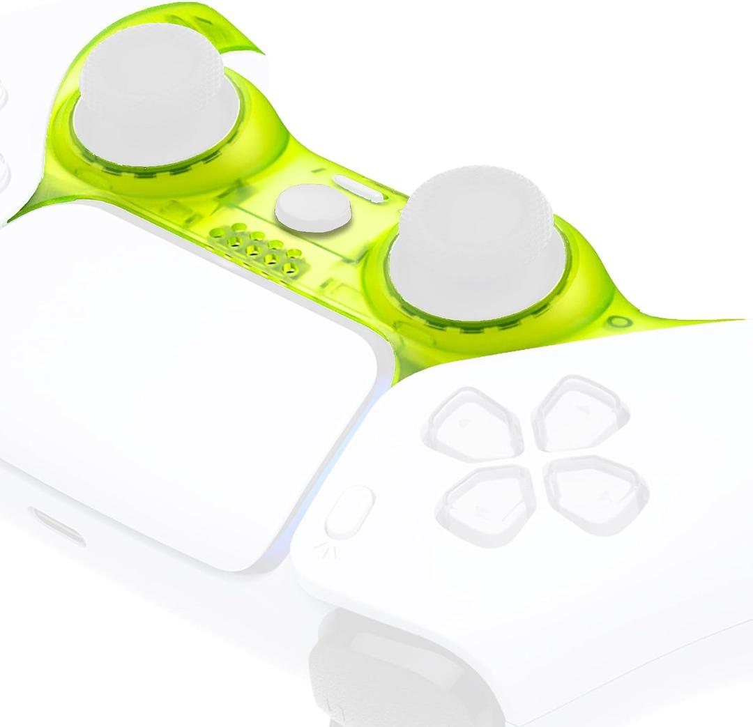 eXtremeRate Clear Lime Green Decorative Trim Shell Compatible with p s 5 Controller, DIY Replacement Clip Shell, Custom Plates Cover Compatible with p s 5 Controller with Accent Rings