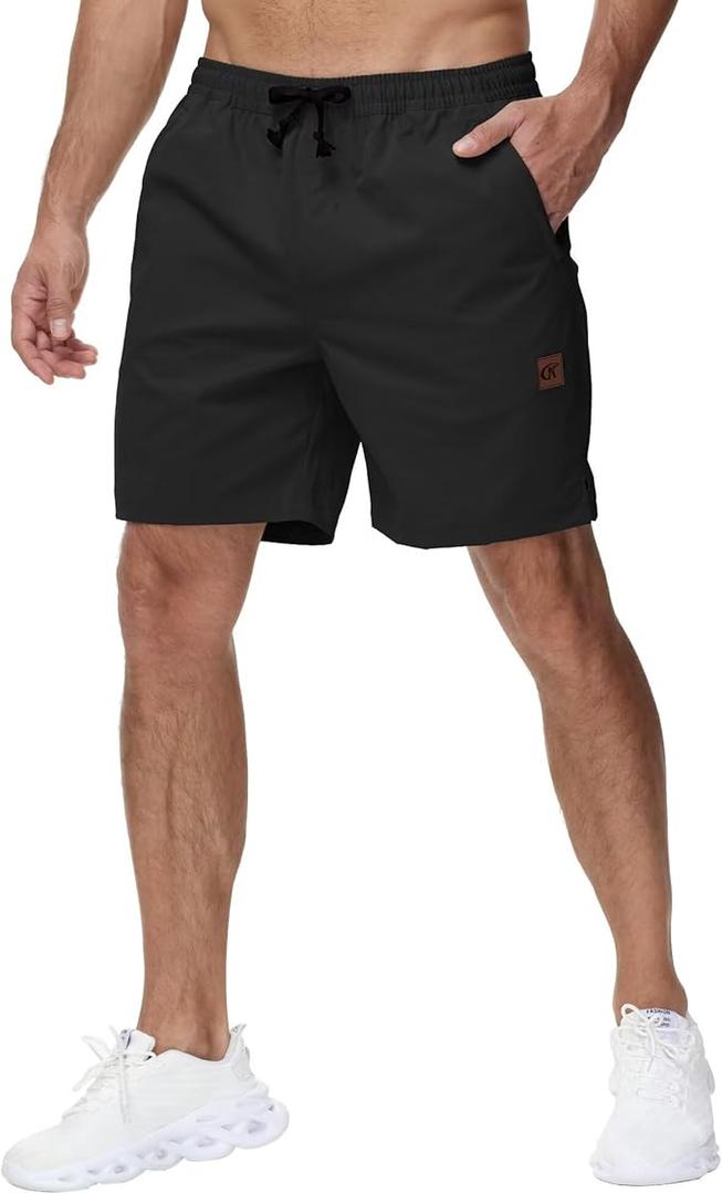 Yundobop Men's Casual 7 Inch Shorts Twill Drawstring Summer Beach Stretch Golf Shorts with Zipper Pockets Size L
