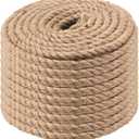 100 Feet 1/2 Inch Twisted Jute Rope, 3 Strand Hemp Rope Manila Rope Hanging Swing Cord for Nautical, Crafting, Gardening, Camping, Decor, Landscaping