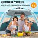 WhiteFang Deluxe Pop Up Beach Tent Sun Shade Shelter for 3-4 Person, UV Protection, Extendable Floor with 3 Ventilating Windows Plus Carrying Bag, Stakes, and Guy Lines