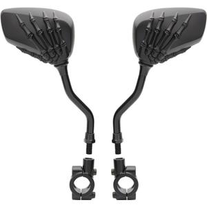 1 Pair Bicycle Mirror,Big View Bike Rear View Mirror Blindsight Multi Angle Adjustable Bike Mirror Billet Aluminum Chrome Plated Outside Skull Claw Style Also suitable for motorcycle mirror (Black)