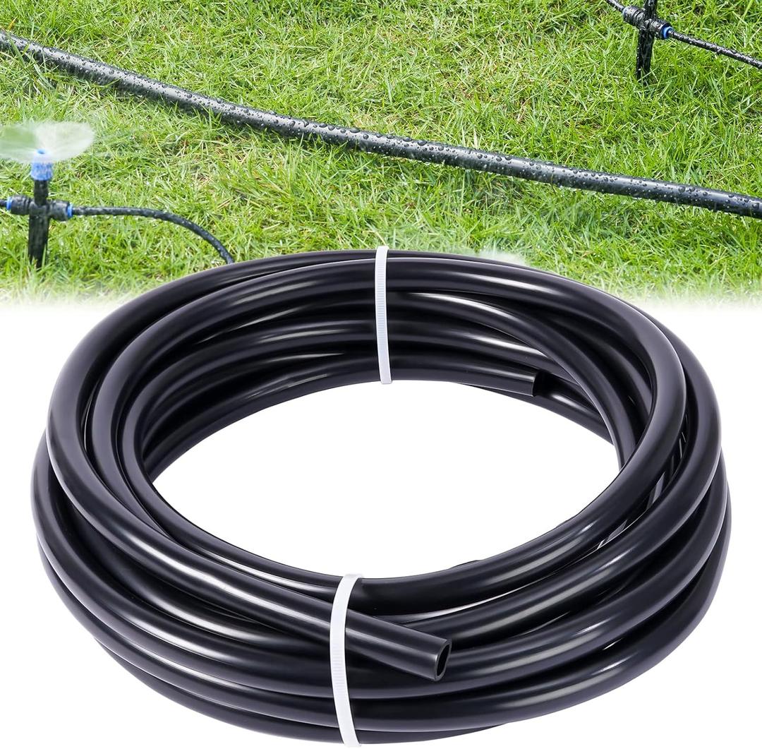 HIRALLY New Quick Drip Irrigation Parts, Black PVC 15mm Main Hose, 20FT Tubing, for Drip Irrigation