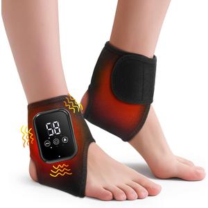2-Pack Ankle Heating Pad, Cordless Ankle Massager with Heat, Heated Wraps for Foot & Ankle, 3 Heat & Vibration Settings, Auto Shut-Off, Gifts for Women Men