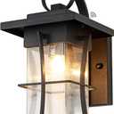 Dusk to Dawn Outdoor Wall Lantern Exterior Light Fixtures Wall Mount Porch Light with Photocell Sensor Waterproof Outside Wall Lights for House, Patio, Garage, Black with Seeded Glass (Black with light sensor)