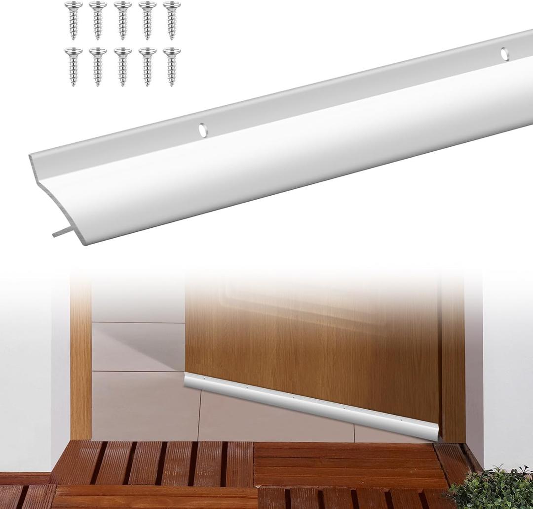 Blulu 2 Pcs 36 in Aluminum Door Drip Cap with Screws, Rain Drip Guard, Door Bottom Sweep Edge Deflector Overall Height 1-1/2 in Window Rain Deflector for Diverting House Rainwater