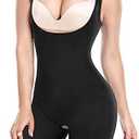 Wonderience Full Body Shaper for Woman Bodysuit Waist Trainer Cincher Corset Tummy Control Thigh Slimmer Shapewear (Black, Medium)