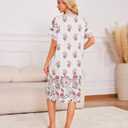 ETOSELL Moo Moos Nightgown for Women with Pockets Casual Floral Print House Dress Short Sleeve Mumu Lounge Dresses S-3XL (White, M)