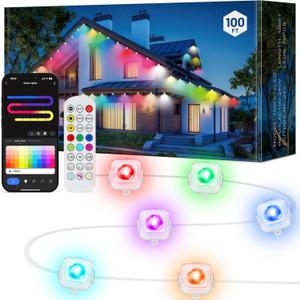 Permanent Outdoor Lights, DIY RGB+IC 100FT Smart Eave Lights with App Control, Support Alexa and Google Assistant, 72 Scene Modes Outdoor Light for Holiday Decorations, Ceiling Lights (White)