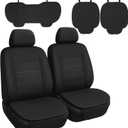 Homaisson 3 Pcs Black Car Seat Covers, Front Driver Seat Mat, Non-Slip Seat Cover Set for Front and Rear Seats, Black, Easy to Install for Vehicles SUVs Car