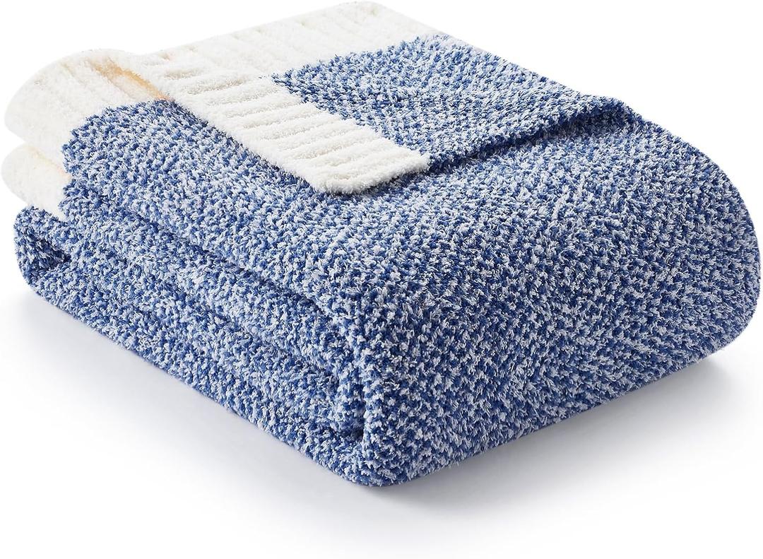 Snuggle Sac Royal Blue Throw Blankets for Couch, Super Soft Warm Blankets Cozy Knit Fuzzy Plush Lightweight Throws for Sofa, Bed,Living Room, Royal Blue, 50x60 inches