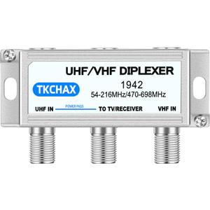 UHF/VHF TV Antenna Combiner & Diplexer: Eliminate Rotators, Merge 2 Antennas into 1 Coax Output - Weatherproof for Harsh Outdoor/Indoor Installation