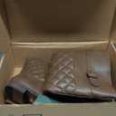 Women's Slouchy Knee High Boots Low Heel Comfort Round Toe Tall Calf Flat Riding Combat Boots for Women Size 6.5