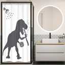 LGhtyro Small Stall Funny Dinosaur Shower Curtain Bathroom Set 36Wx71H Inches Cartoon Kids Dino Silhouette Animal Shadow Black White Bath Accessories for Teens Boy Art Home Decor Fabric 7 Pack Hooks