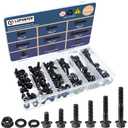 180Pcs M6 Metric Flange Bolt Assortment, M6x1.0, (12mm to 45mm) Assorted Hex Bolts and Nuts Washers Kit for Automotive, 10.9 Black Zinc Galvanized