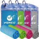 YQXCC Cooling Towels | 4 Pack 40"x12" | Cool for Neck | Microfiber Soft Breathable Chilly | for Sports, Yoga, Golf, Gym, Camping, Running, Workout & More Activities (Light Gray, Light Blue, Green, Rose Red)