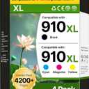 Wiseta 910XL Ink Cartridges for HP Printers Officejet 8015e Ink Cartridges Replacement for HP 910 Ink Work for OfficeJet Pro 8015 8020 8025e 8028e Printers, 910XL Black and Color Combo Pack, 4 Pack