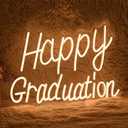 Happy Graduation Neon Sign Congrats Grad Sign Neon Light for Graduation Decor LED Warm White Letters Light Up Sign for Class School Graduation Party (16.8 * 11.4 In)