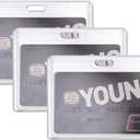 ONLYKXY 3 Pack Office Badge Holder, Horizontal Style, Hard Plastic ID Card Cover, Clear Name Card Holder