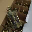 Mini Lantern with Flickering LED Candles Set of 10, Hewory Gold Vintage Decorative Hanging Candle Lanterns for Halloween, Christmas, Wedding Decorations, Party, Table Centerpiece, Battery Included