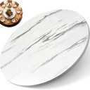 Briwooody 24" Lazy Susan Turntable, Marble White Rotating Wood Tray
