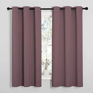 NICETOWN Dry Rose Blackout Curtains for Bedroom (1 Pair, 42 x 63 inches), Farmhouse Thermal Insulated Room Darkening Drapes for Windows