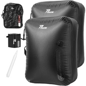 Vacuum Bags for Travel with Wireless Pump, 180 Open Zipper, IP67 Waterproof, Reusable Space Saver Compression Bags for Backpack, Suitcase, Home Storage(2 Pack + Pump) (Medium)