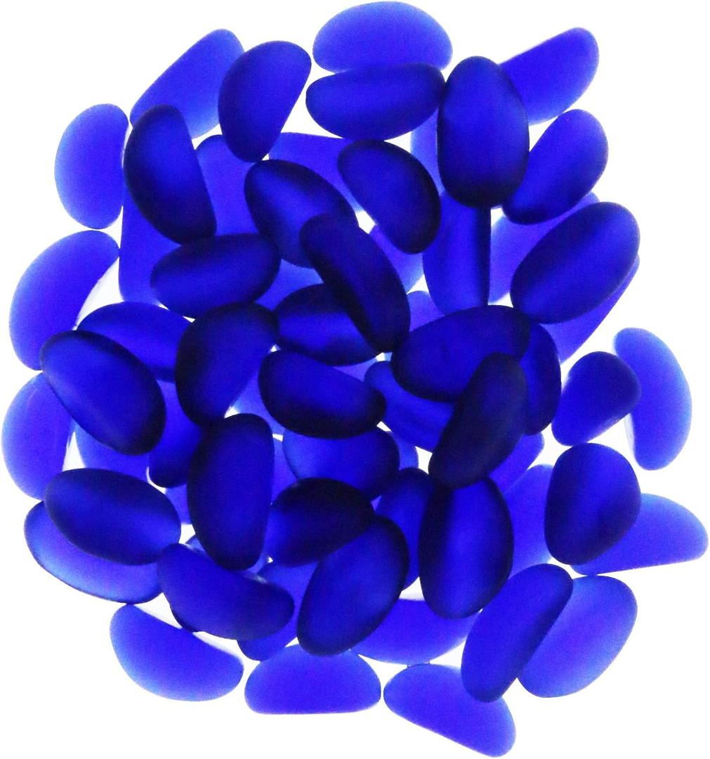 SumDirect 1LB Flat Glass Marbles - Matte Royal Blue Vase Fillers Beads, Sea Glass Beads for Vase Craft Fish Tank