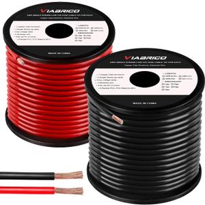 VIABRICO 8 Gauge Wire, for Automotive Power/Ground, Battery Cable, Car Audio, RV, Amp, CCA, Automotive Wire, Amp Kit, Battery Cables, Wiring Kit, (30 feet Each- Black/Red)
