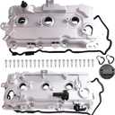 MITZONE Aluminum Valve Cover Set Left and Right Compatible with Infiniti JX35 QX60 for Nissan Pathfinder Altima Murano 3.5L V6 2007-2015 White