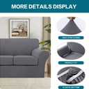 Turquoize 4 Piece Sofa Covers for 3 Cushion Couch Sofa Slipcover Soft Couch Cover for Dogs-Washable Sofa Furniture Covers with 3 Individual Cushion Covers, Jacquard Fabric (3 Cushion Sofa, Gray)