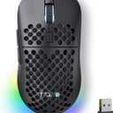 TMKB Falcon M1 Wireless Gaming Mouse, 24000DPI Optical Sensor, 180Hrs Battery, Lightweight, 6 Programmable Buttons, RGB Strip, 2.4G/BT5.2/USB-C Wired for PC/Mac/Laptop - Matte Black