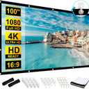 100 inch Projection Screens, Double Sided Washable Outdoor Projection Screen, 16:9 Foldable Anti-Crease Portable Projector Movies Screens for Camping Party, Home Theater, Office