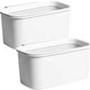 Rikyo 2 Pack White Hanging Cup Holders,10x5x4.5 Trolley Basket Storage, Rolling Cart Accessories Hanging Buckets Hanging Bins, Storage Bucket, Make Up Pencil Holder, Kitchen Storage Container