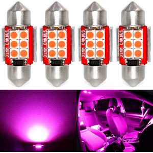 PHINLION Super Bright DE3175 LED Purple Bulb 3030 6-SMD Festoon 1.25" 31mm DE3021 DE3022 Miniature LED Bulbs for Car Interior Map Dome Trunk Courtesy Light, Pack of 4