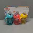 Nuby 3 Pack Two Handle No Spill Toddler Sippy Cups - Toddler Cups Spill Proof with Easy and Firm Grip - Aqua, Yellow, Coral