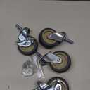 AAGUT 3 Inch Caster Wheels with Locking Brakes, Rubber Heavy Duty M10 x 1.5" Threaded Stem Industrial Castors Replacement for Workbench,Carts,Furniture,Dolly,Trolley,Set of 4