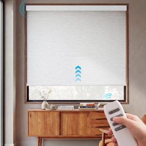 Motorized Blinds with Remote, 100% Blackout Electric Blinds, Smart Shades for Alexa/Google/Homekit, Automatic Window Roller Shades for Bedroom(LumenGeo-Jacquard White, 36" W x 72" H)