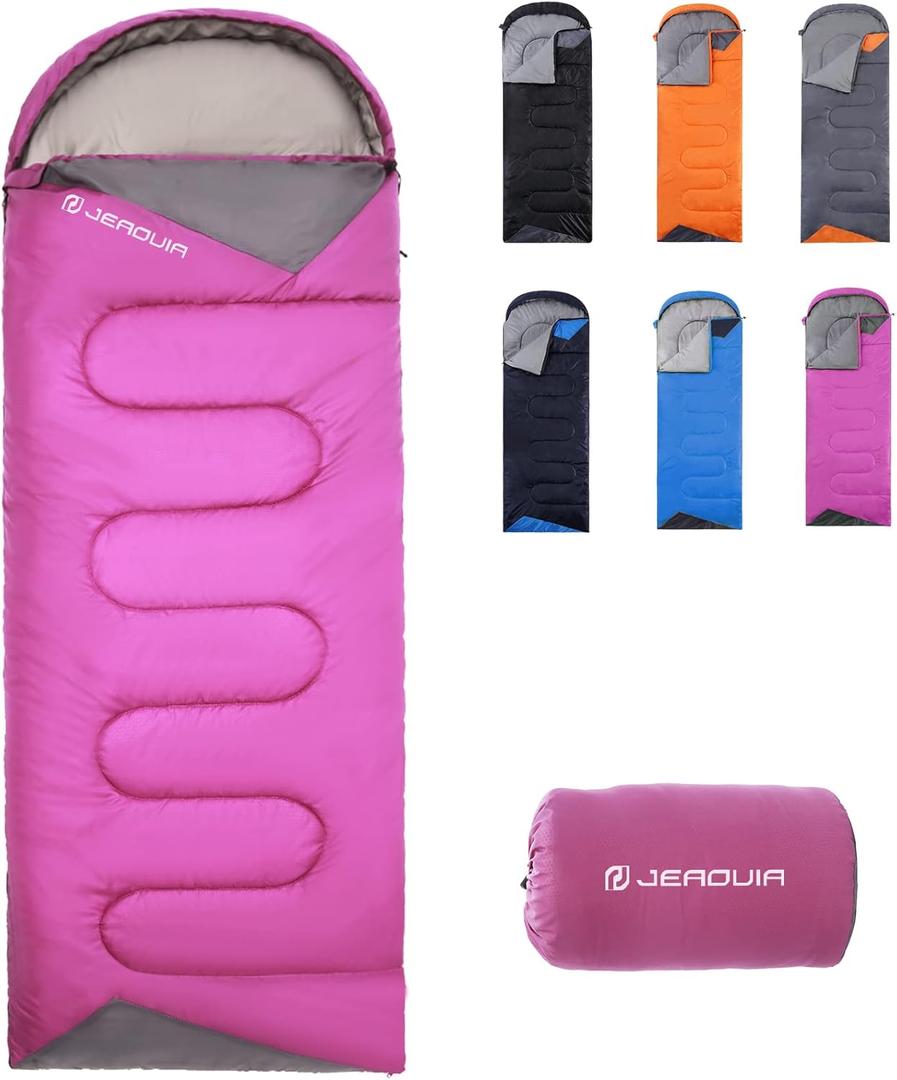 Sleeping Bags for Adults Backpacking Lightweight Waterproof- Cold Weather Sleeping Bag for Girls Boys Mens for Warm Camping Hiking Outdoor Travel Hunting with Compression Bags (Purple)