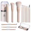 BS-MALL Makeup Brush Set Travel Mini Makeup Brushes Synthetic Kabuki Brush Set Foundation Powder Blending Concealer Eye shadows Blush Cosmetics Brushes with Organizer Holder& 3 Mini Eyeshadow Brush