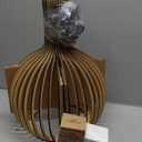 Wood Pendant Light, E26 Base Hanging Lamp Indoor, Natural Wooden Hand Made Chandelier, Boho Height Adjustable Dining Table Hanging Lamp for Hotel Bar Caf Kitchen Island Hallway Entryway (Black-35CMx45CM)