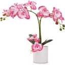 Ucky Fake Orchid Pink Butterfly Orchid Artificial Flowers Pink 15 Inch Orchid Bonsai Realistic Plastic Flower Fake Flowers for Home Table and Cabinet Decoration Party and Wedding Decor Flowers