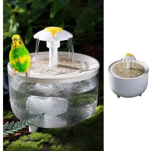 Bird Bath for Parakeets - Small Medium Bird Shower & Bathing Fountain with Filtered Circulating Water Pool Sink for Parrots Lovebirds Conures Finches Cockatiels - Pet Accessories (White Large)