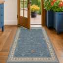 Washable Blue Rugs for Entryway Indoor - 3x5 Throw Rug for Large Kitchen, Bedroom Bedside, Laundry Room, Mudroom, Boho Eclectic Modern Dcor, Non Slip Low Pile Fade Resistant