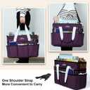 JJRING Craft Organizer Tote Bag, Large Art Storage Caddy with Multiple Pockets, Deep Purple Sewing Bag for Art, Craft, Scrapbooking, Medical, and Office Supplies Storage