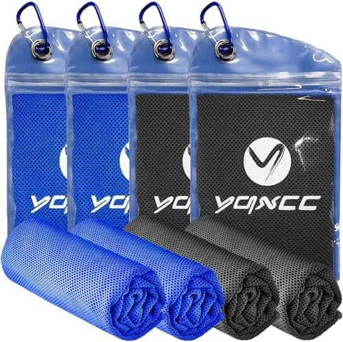 YQXCC Cooling Towels | 4 Pack 40"x12" | Cool Cold for Neck | Microfiber Soft Breathable Chilly | for Yoga, Golf, Gym, Camping, Running, Workout & More Activities