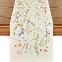 Artoid Mode Wildflowers Bloom Flowers Spring Table Runner, Seasonal Summer Floral Kitchen Dining Table Decoration for Home Party Decor 13x120 Inch (Beige)