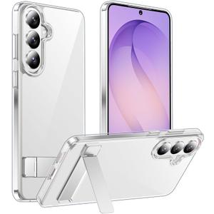 Designed for Samsung Galaxy S26 Case Clear, Built-in Invisible Kickstand [Military Grade Drop Protection] Anti-Yellowing Slim Fit Shockproof Cover for Galaxy S26 5G 6.3 Inch - Crystal Clear